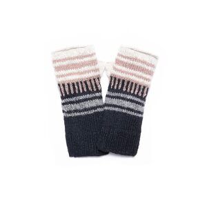 9923 Women's Devi Multi-color Stripe Wool Handknit Winter Half Mittens (stone)